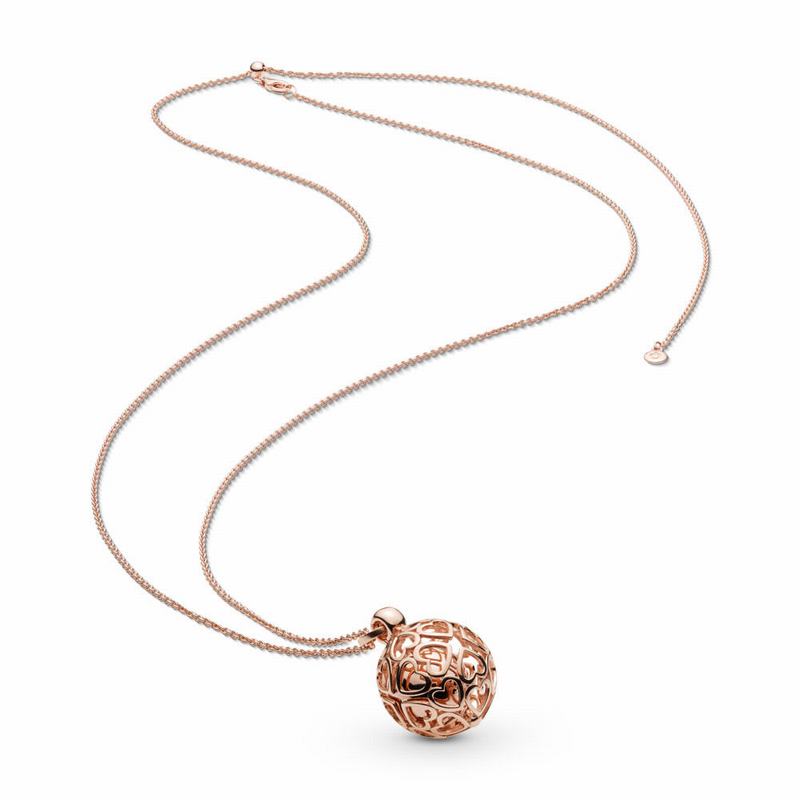 Pandora Australia Rose™ Harmonious Hearts Chime Necklace | AYUDOE753